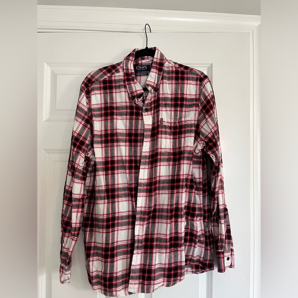 Men's Chaps Red & White Flannel Size Large